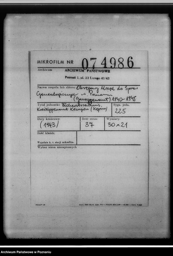 image.from.unit.number "Bücherverzeichnis, Kreissippenamt Kempen [Kępno]"