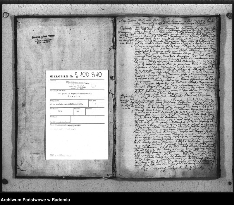 image.from.unit.number "Akta Stanu cywilnego Parafij Kowala Stępocina Zameijscia, Urodzenia i Zeyścia na rok 1814 Zdziałano i Parafowano"