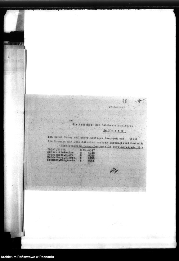 Obraz 14 z jednostki "Schriftwechsel mit der Reichsstalshalterei betr. die Gefolgschaftsmitglieder der Gräberzentrale"