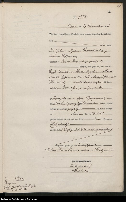 Obraz 19 z jednostki "Księga miejscowa urodzeń tom IV [Rejestr główny urodzeń]"