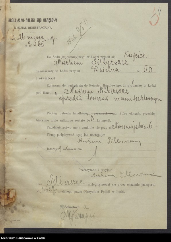 Obraz 6 z jednostki "Nuchem Silberszac- sprzedaż towarów manufakturowych"