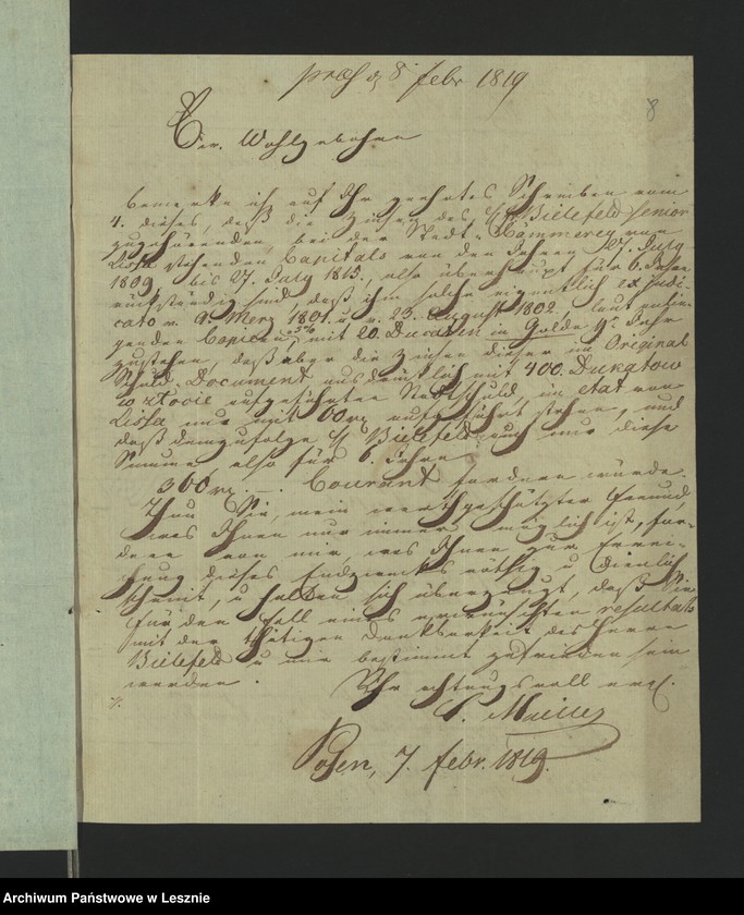 Obraz 11 z jednostki "[Akta manualia des Adwokat Jungmann zu Lissa in Sachen des Kaufmanns Bielefeld zu Posen gegen den Magistrat zu Lissa wegen 424 R. nebst Zinsen]"