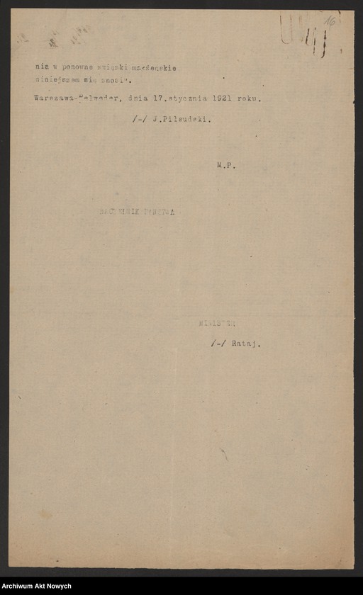 image.from.unit.number "Zniesienie wyroków Ewangelickich Sądów Konsystorskich: Augsburskiego i Reformowanego, o sześcioletnim terminie zakazu wstąpienia w ponowne związki małżeńskie oraz zakazu 10 miesięcznego.Reskrypty Naczelnika Państwa, wnioski, korespondencja z Min. Wyznań Religijnych i Oświecenia Publicznego"