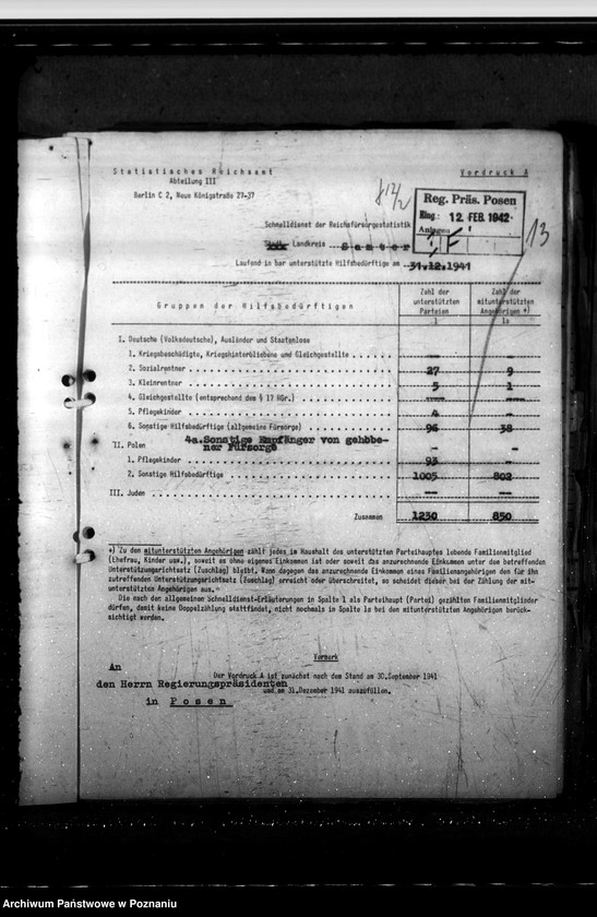 Obraz 17 z jednostki "Schnelldienst der Reichsfürsorgestatistik Regierungsbezirk Posen"