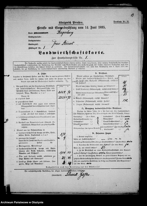 image.from.unit.number "/Akten betr. Berufs- u. Gewerbezählung in den zu Steinort gehörenden Gütern/"