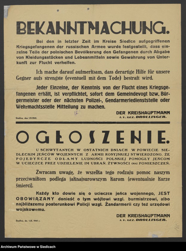 Obraz 10 z kolekcji "Afisze okupacyjne powiatu siedleckiego 1939-1944111"