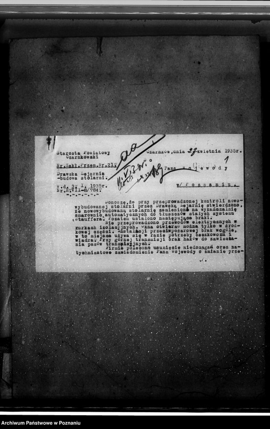 Obraz 5 z jednostki "Zatwierdzenie zakładu przemysłowego /stolarni mechanicznej/ Firma Drawska Lejarnia Żelaza w Drawskim Młynie pow. czarnkowski"