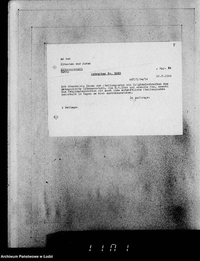 Obraz 12 z jednostki "Korrespondenz mit dem Ältesten der Juden"