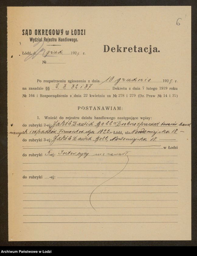 Obraz 8 z jednostki "Jakób Dawid Boll – sprzedaż odpadków bawełnianych"