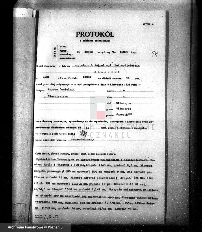 Obraz 18 z jednostki "Cegielnia Parowa w Witaszycach uruchomienie kolejki wąsko-torowej nr woj. kotła 5848"