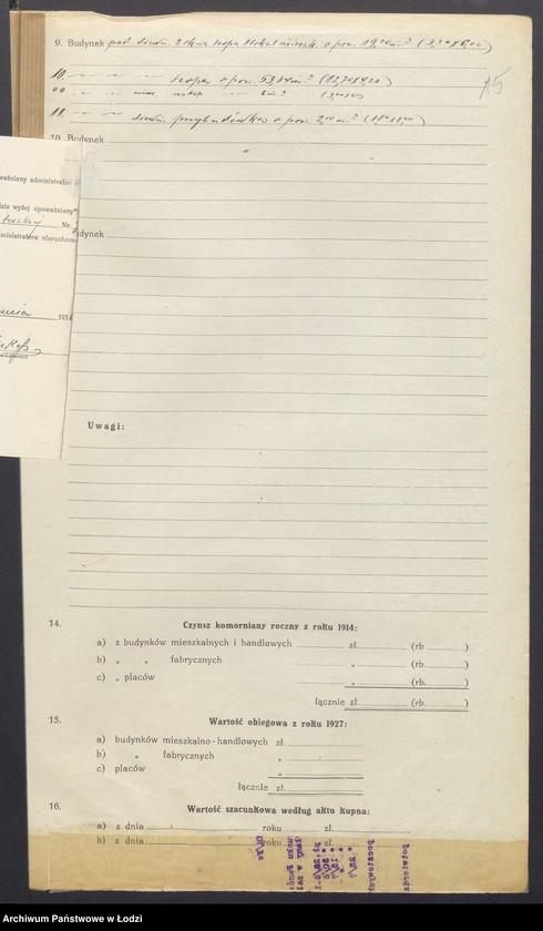 Obraz 17 z jednostki "Księga inwentarzowa nieruchomości m. Łodzi ul. Braterska"