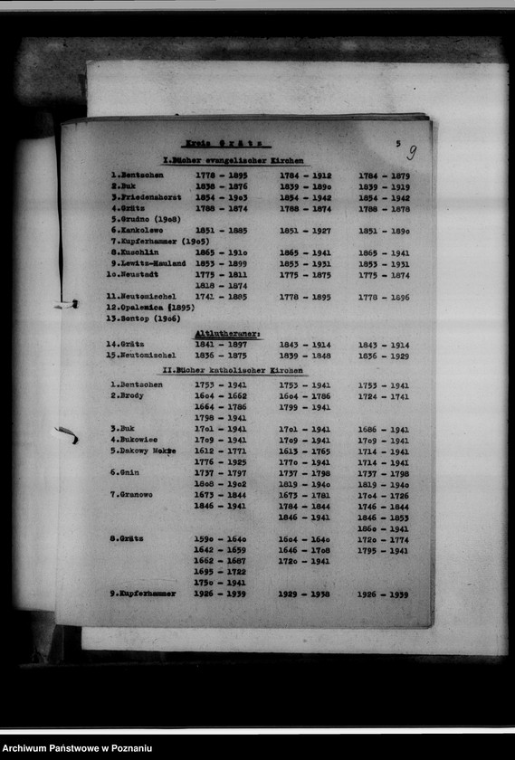 Obraz 13 z jednostki "Verzeichnis der Personenstandsregister. Generalregister. [Wykaz ksiąg kościelnych i stanu cywilnego w Urzędach do Spraw Genealogicznych na terenie tak zwanego Kraju Warty]"