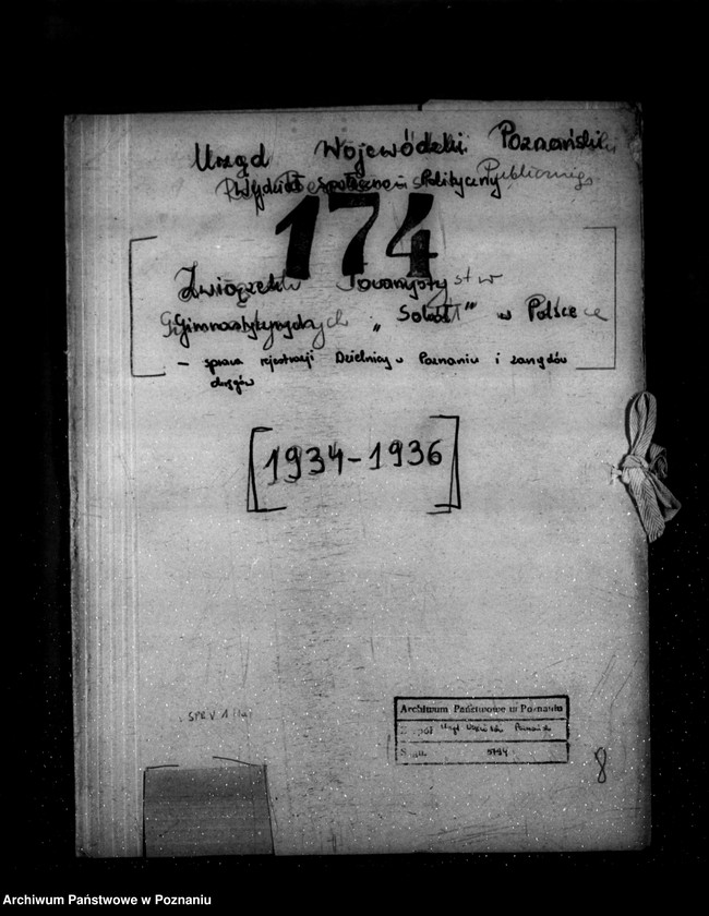 Obraz 4 z jednostki "/Związek Towarzystw Gimnastycznych Sokół w Polsce- sprawa rejestracji Dzielnicy w Poznaniu i zarządów okręgów/"