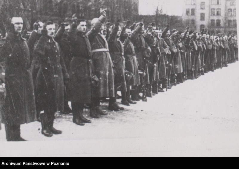 Obraz 9 z jednostki "Zaprzysiężenie Straży Ludowej w Poznaniu na Placu Wolności. Po lewej stronie generałowie: Józef Dowbór - Muśnicki i Dupont."