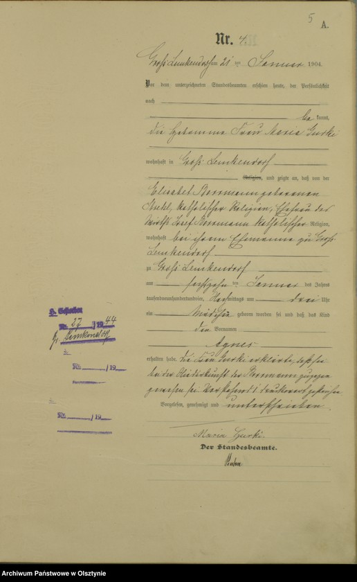 image.from.unit.number "Geburts-Haupt-Register Nr 1 - 105"