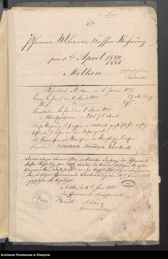 image.from.unit.number "Beläge der Pfarrwittwen Kassen Rechnung"