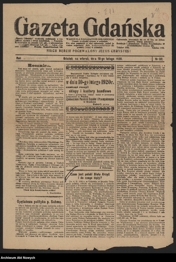 image.from.unit.number "Materiały propagandowo-informacyjne o działalności Polskiego Białego Krzyża: odezwy, przemówienia, artykuły i notatki prasowe"
