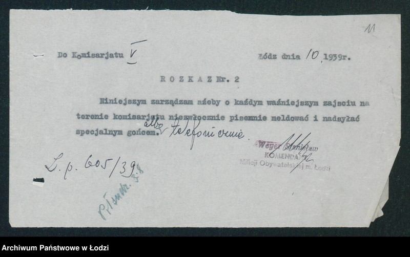 Obraz 13 z jednostki "[Akta V-go Komisariatu Milicji Obywatelskiej - rozkłady służby, spisy imienne, zapotrzebowanie na artykuły pierwszej potrzeby dla milicjantów, minuty różnych pism i dzienniki korespondencji]"