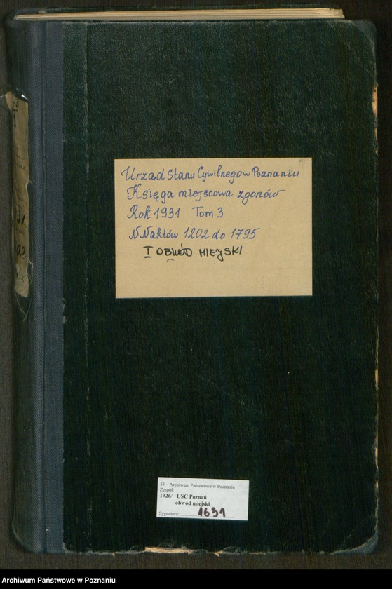 Obraz 2 z jednostki "Księga miejscowa zgonów tom III [Rejestr główny zgonów]"