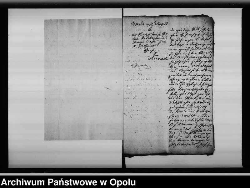 image.from.unit.number "Acta von Bestellung eines Preuss[ischen] Militair Platz Commandanten bei der Stadt Oppeln Vol. I de anno 1813"