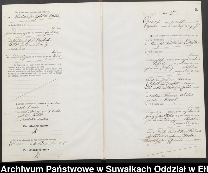 image.from.unit.number "Heiraths-Neben-Register des Preussischen Standes-Amtes Orlowen Kreis Loetzen für das Jahr 1886"