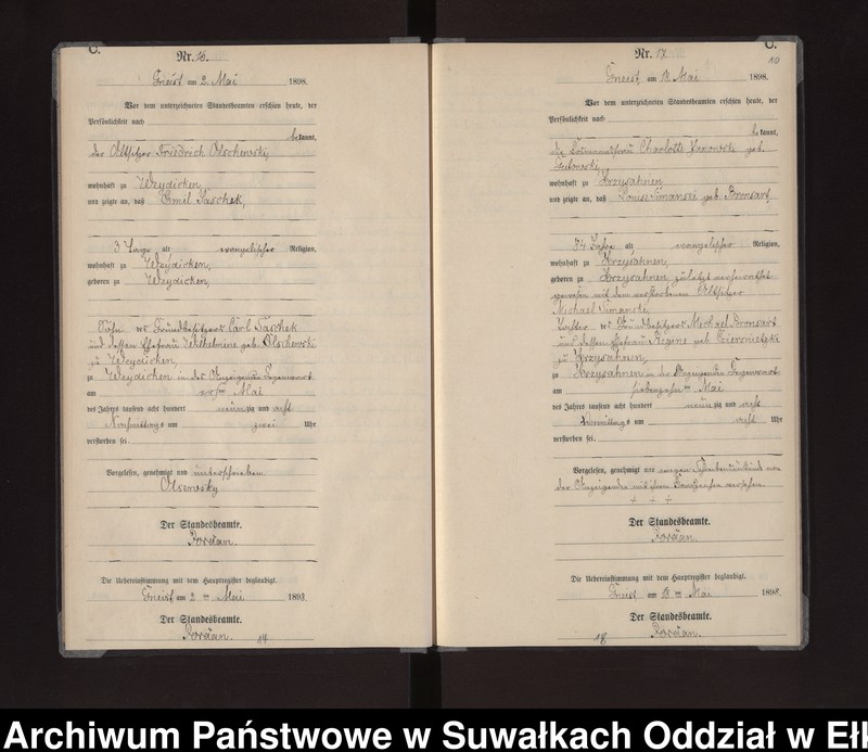 image.from.unit.number "Sterbe-Neben-Register des Königlichen Preussischen Standes-Amtes Gneist Kreis Lötzen"
