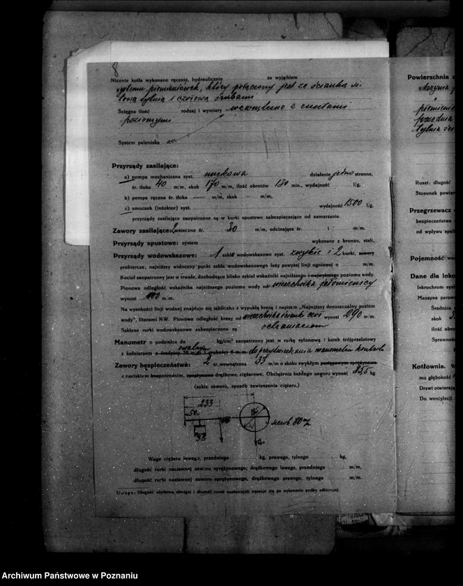 Obraz 13 z jednostki "1/ Tartak parowy we Wrześni- Towarzystwo Akcyjne Nr porządkowy kotła 11 /Młyn J. Hadyniaka w Tomicach powiat poznański"