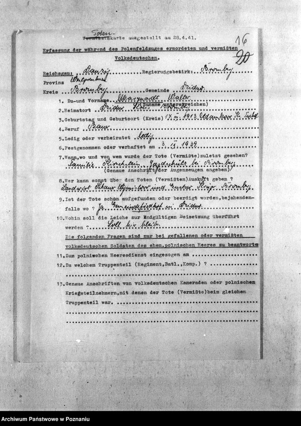 Obraz 20 z jednostki "Amtliche Meldungen. Amtsbezirke Fordon, Falkenberg, Slesin, Monkowarsk - Kreis Bromberg (Bydgoszcz)"