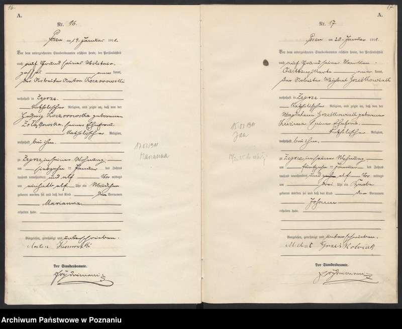 Obraz 11 z jednostki "Księga miejscowa urodzeń [Rejestr główny urodzeń]"