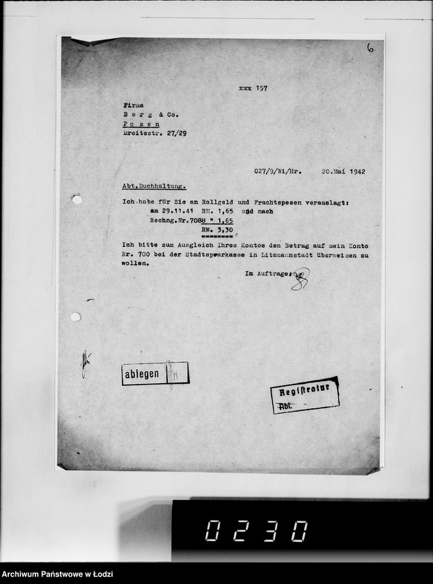 Obraz 10 z jednostki "[Korespondencja z urzędami, instytucjami i firmami] Lit.Ber-Ble"