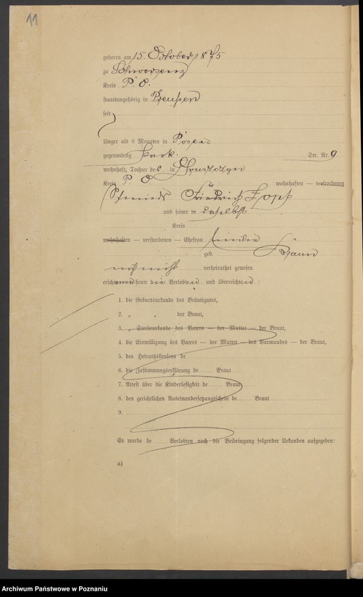 Obraz 13 z jednostki "Die von den Verlobten beigebrachten Urkunden zur Eheschliessung pro 1901. Vol I"