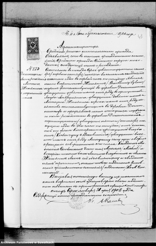 image.from.unit.number "[Dokumenty do akt małżeństw] Mirosław 1902 r."