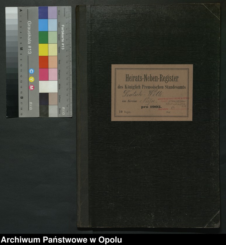 Obraz 3 z jednostki "Heiraths-Neben-Register des Standesamts Deutsch Wette pro 1905"