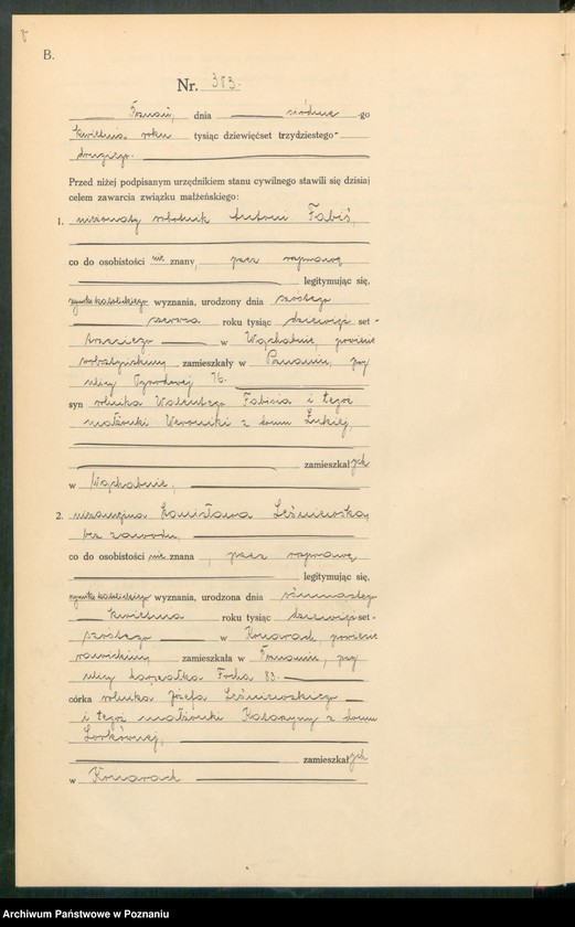 Obraz 10 z jednostki "Księga miejscowa małżeństw tom II [Rejestr główny małżeństw]"