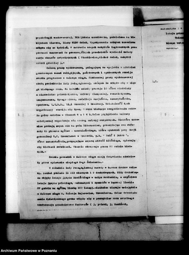 Obraz 8 z jednostki "Prywatne Gimnazjum Żeńskie SS. Urszulanek - Poznań [sprawozdanie z wizytacji i sprawy szkolne]"