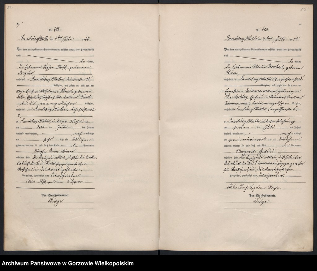 Obraz 10 z jednostki "Geburts Register"