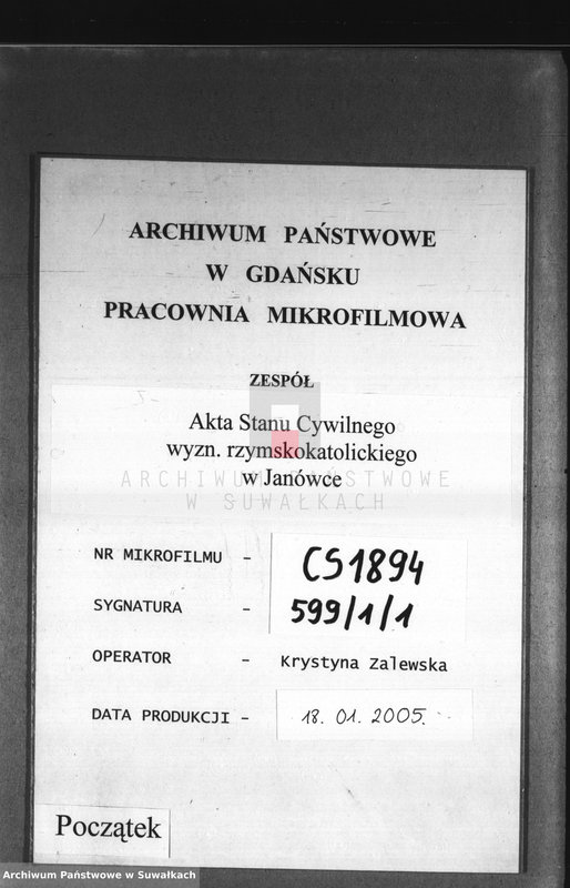 image.from.unit.number "Akta urodzeń wyznania rzymsko-katolickiego parafii w Janówce z lat 1890-1893"