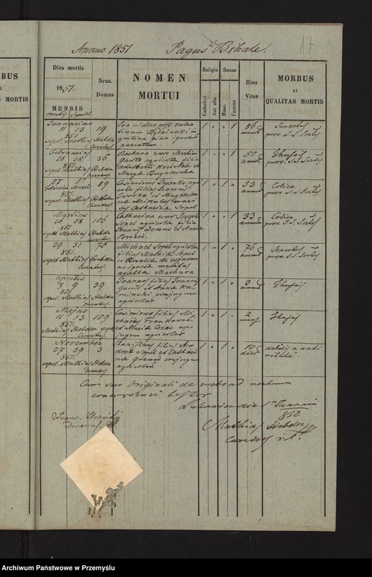 image.from.unit.number "Extractus ex libris metricalibus natorum, copulatorum et mortuorum ecclesia parochialis r.l. Łukawicensis pro anno a Nativitate Christi Domini 1851. Pagi: Łukawiec, Bihale, Szczutków cum Ruda Szczutkowska et Nowa Grobla  [Wyciąg z ksiąg metrykalnych urodzeń, małżeństw i zgonów parafii obrządku łacińskiego w Łukawcu za rok 1851 wsie – Łukawiec, Bihale, Szczutków z Rudą Szczutkowską, Nowa Grobla]"