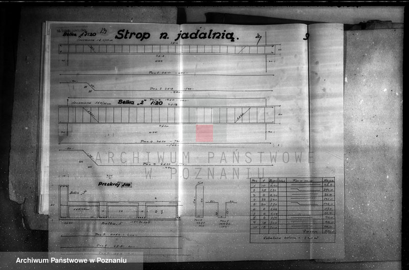 Obraz 16 z jednostki "Rysunki konstrukcyjne do obliczenia statycznego konstrukcji i żelbetonowych przy przebudowie budynku administracyjnego fabryki maszyn H. Cegielski S. A. Poznań Oddział w Rzeszowie"