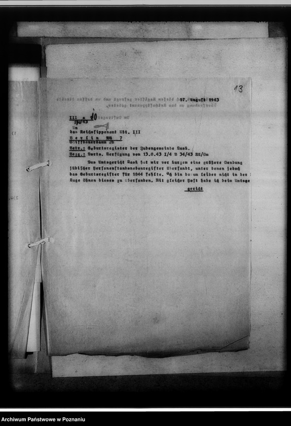 Obraz 17 z jednostki "Register der Juden, Dissidenten und Kirchenbuchduplikate, Pfarrarchive und Kirchenbücher [dotyczy terenu województwa łódzkiego]"