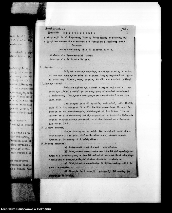 Obraz 17 z jednostki "Prywatna Szkoła Powszechna z niemieckim językiem nauczania Strzyżewo powiat Gniezno"