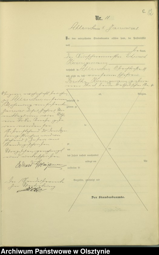 image.from.unit.number "Sterbe-Haupt-Register Tom I,Nr 1 - 399"