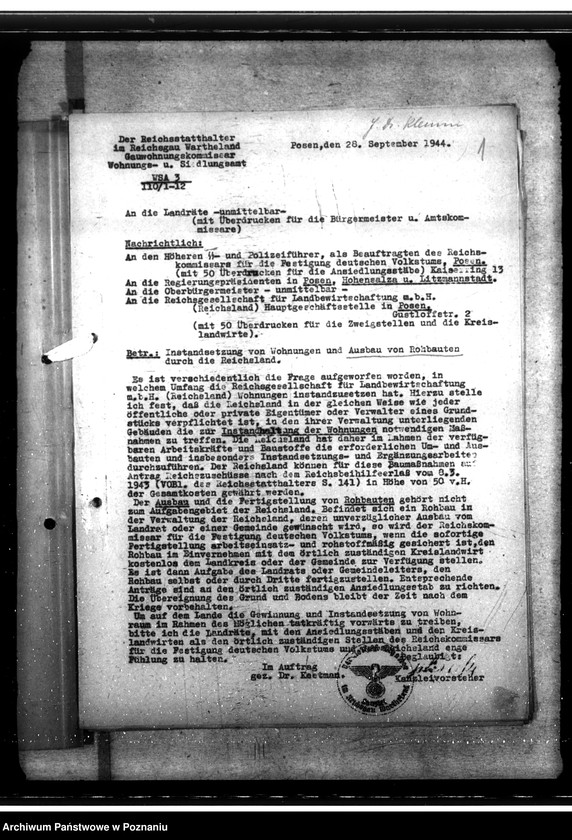 Obraz 6 z jednostki "Fertigstellung unvollendeter polnischer Rohbauten. Grundstücksverkher. Kriegswohnungsbau"