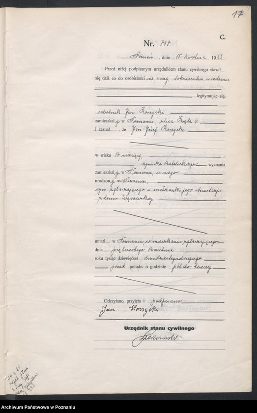 Obraz 19 z jednostki "Księga miejscowa zgonów tom II [Rejestr główny zgonów]"