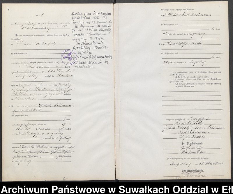 image.from.unit.number "Heiraths-Neben-Register des Preussischen Standes-Amtes Angerburg Kreis Angerburg"