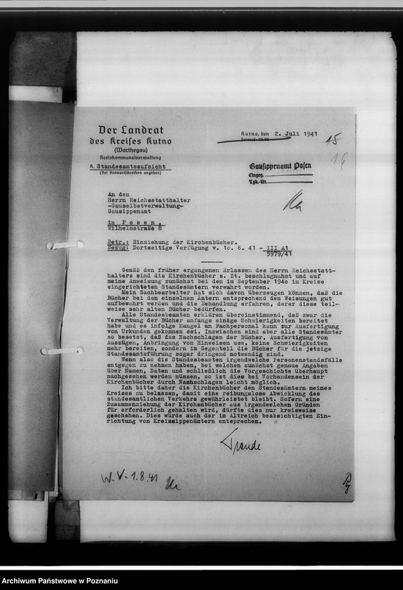 Obraz 20 z jednostki "Einziehungsprotokolle [ksiąg kościelnych] Kreis Kutno [powiat kutnowski, województwo łódzkie]"