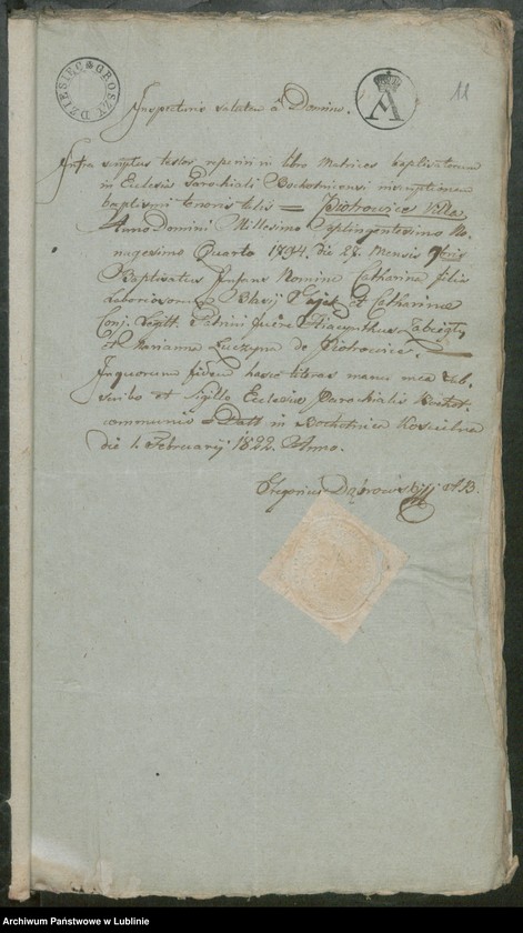 image.from.unit.number "Alegaty do ksiąg urodzeń, zapowiedzi, małżeństw i zgonów z lat 1822 - 1823"