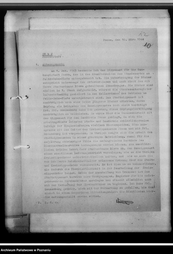Obraz 17 z jednostki "[Korespondencja w sprawach organizacyjnych, uwagi powizytacyjne], Stadtsippenamt Posen [Poznań]"