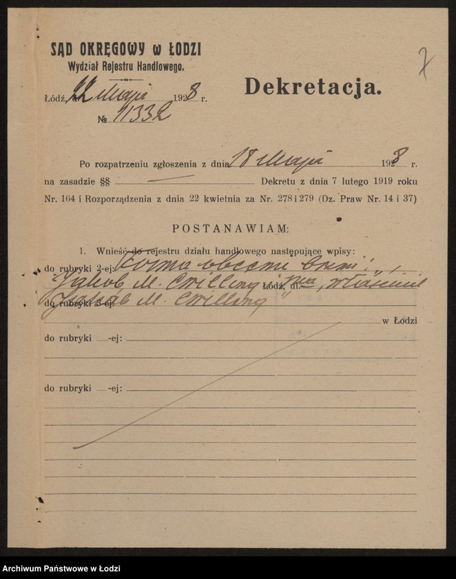 Obraz 9 z jednostki "Jakub Mendel Cwilling- sprzedaż galanterii"