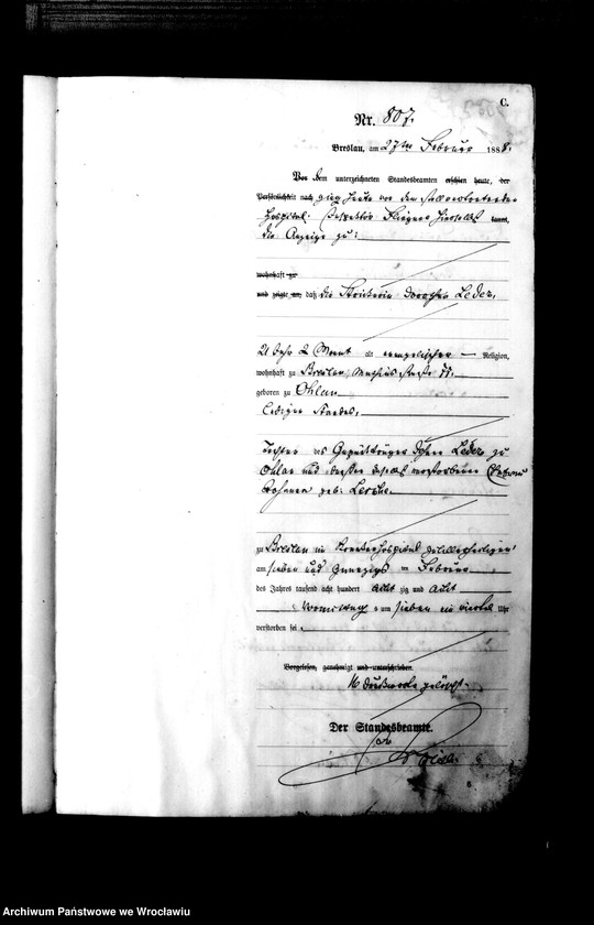 image.from.unit.number "Sterbe-Haupt-Register Breslau I 1888 Band 3"